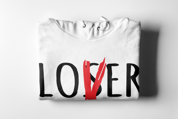 White Lover over loser Hoodie