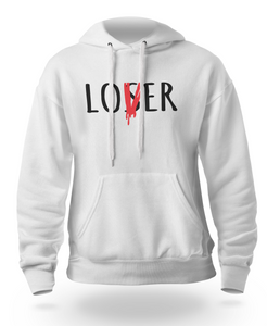 White Lover over loser Hoodie