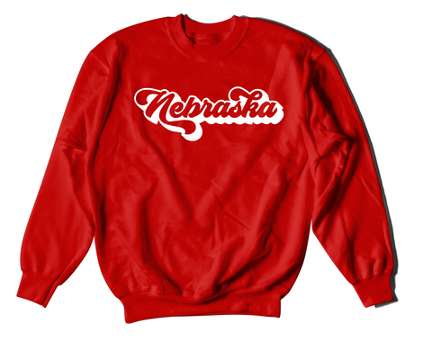 Retro Nebraska red crewneck sweater