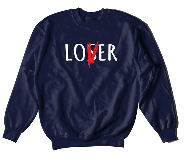 Navy Lover over loser crewneck sweater