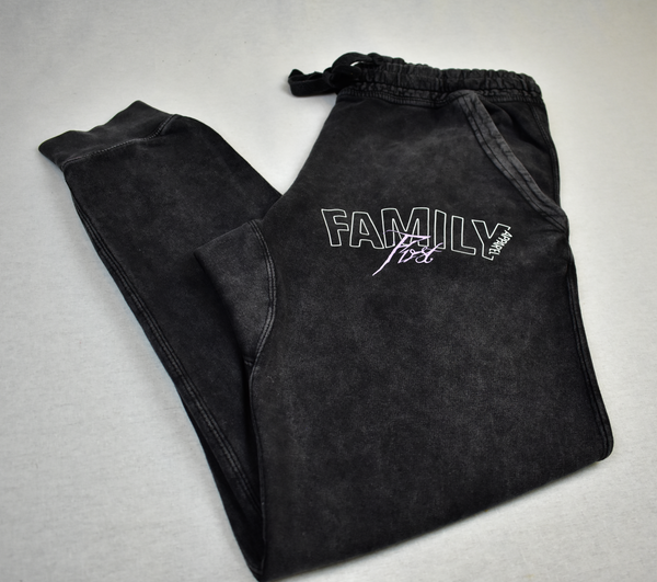 Unisex Black Vintage Dyed Joggers