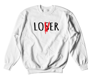 White Lover over loser crewneck sweater