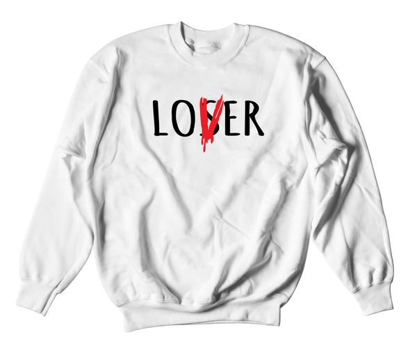 White Lover over loser crewneck sweater