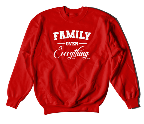 Red Family over everything crewneck sweater