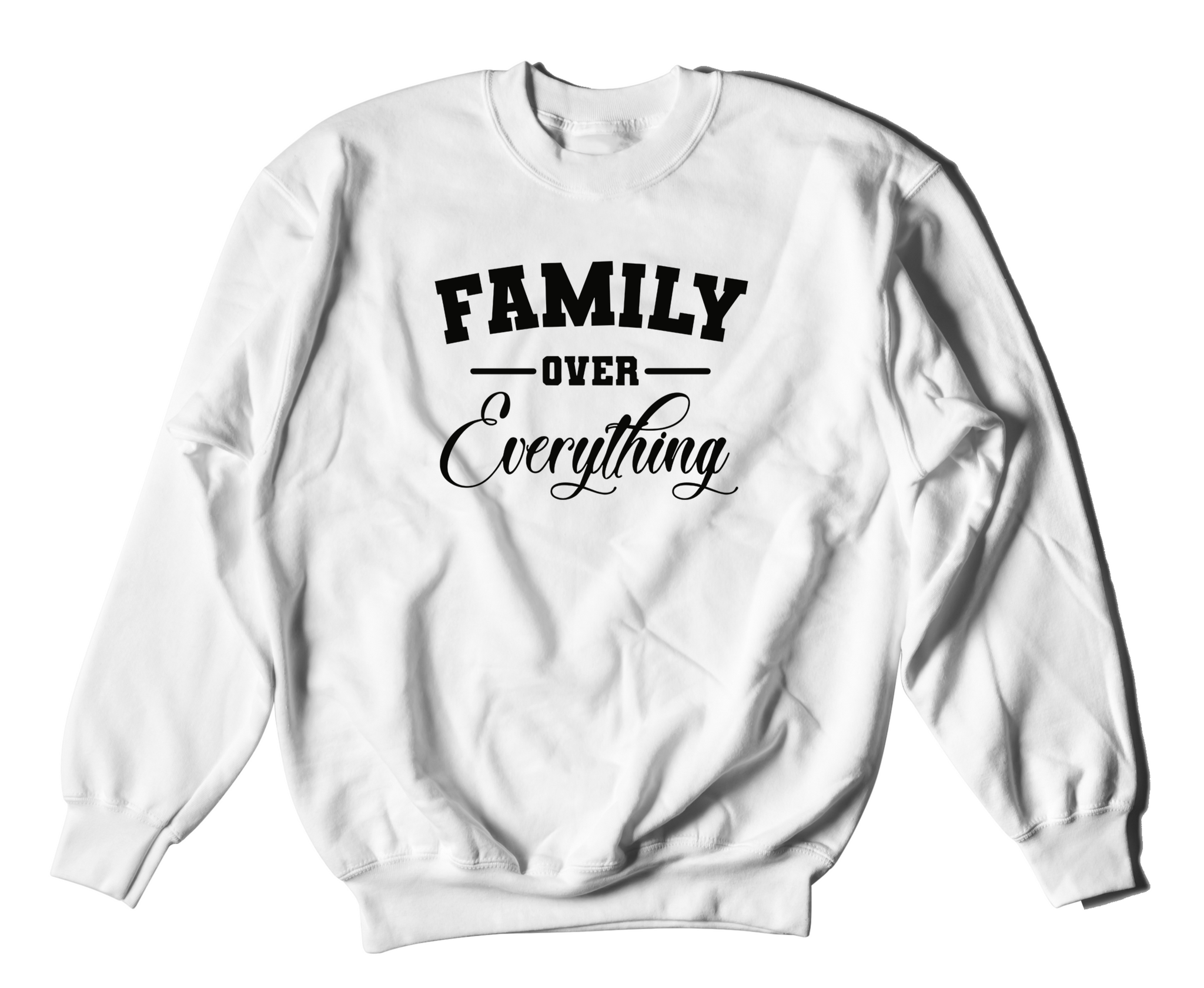 White family over everything crewneck sweater