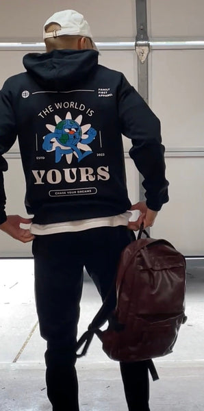 Black hoodie the world is yours 