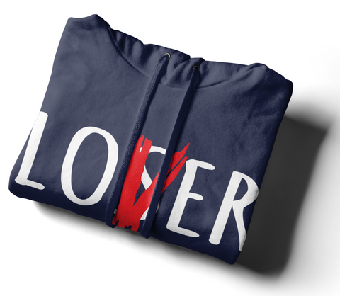 Navy Lover over loser Hoodie